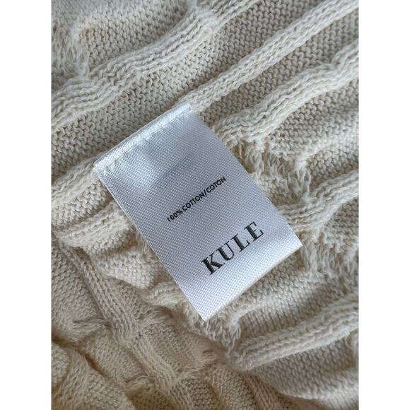 KULE The Mirabelle Cream Mock Neck Cable Knit Cotton Sweater Size Medium - Picture 13 of 13